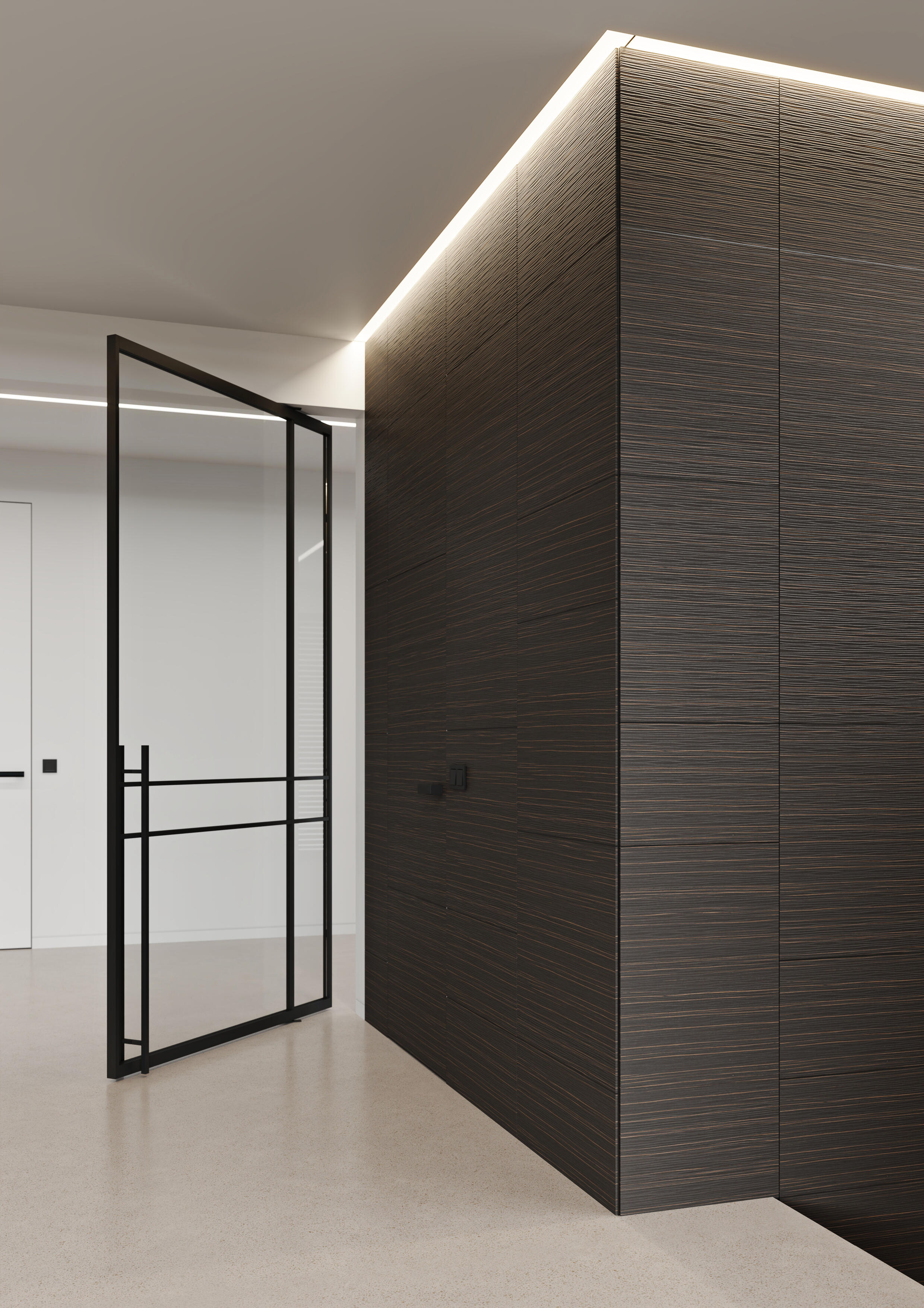 Opláštění obkladu Efekta reliéfní dýhou Latho