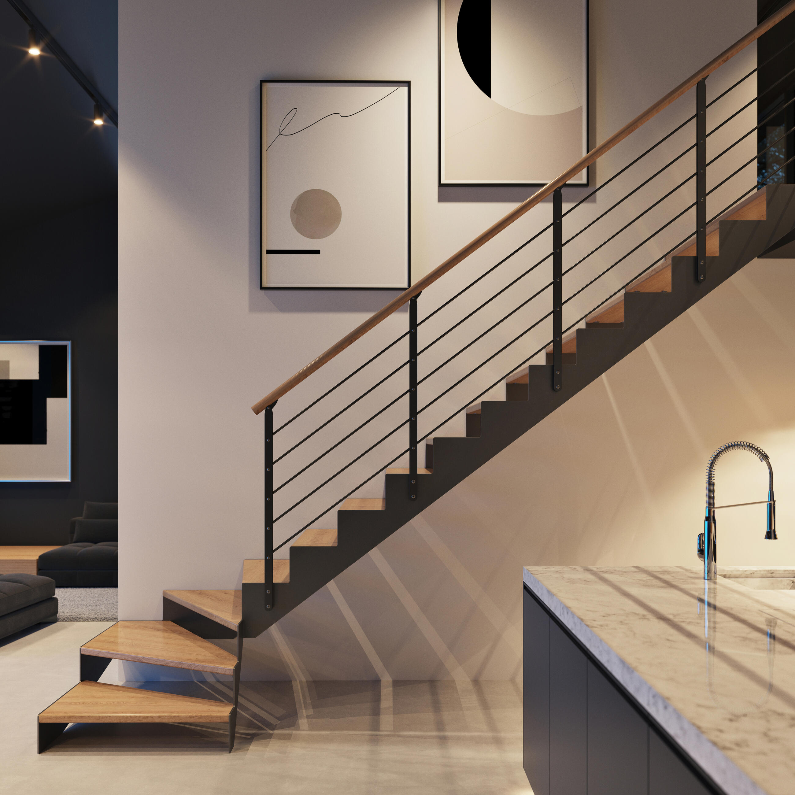 Kombinierte Innenraum-Wangentreppe Laser 1030