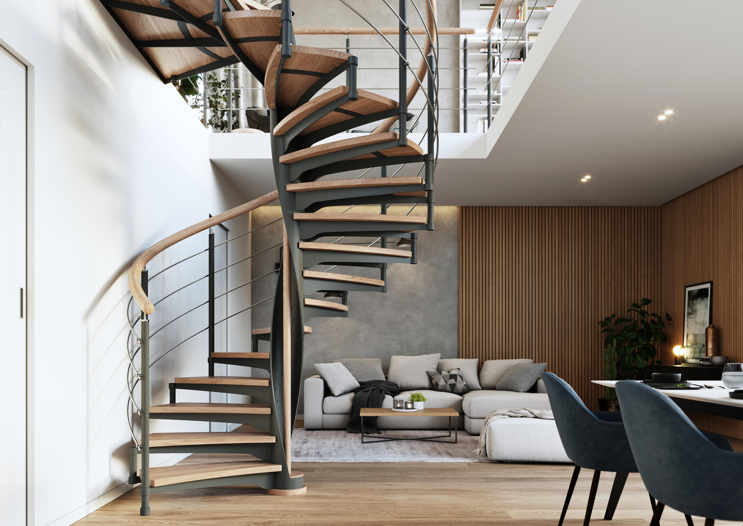 Kombinierte Innenraumtreppe Shell mit rundem Grundriss