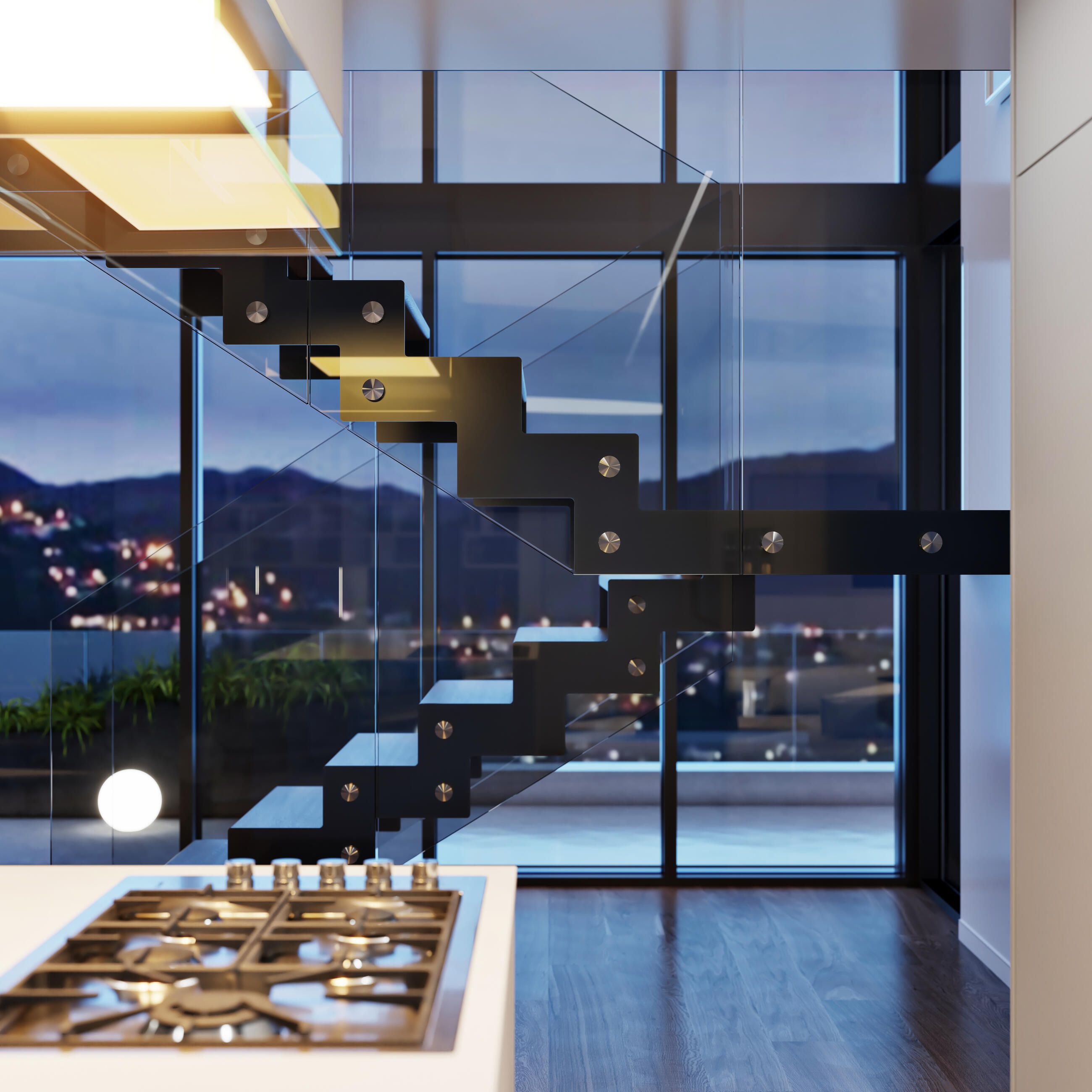 Kombinierte Innenraum-Wangentreppe Laser 1000