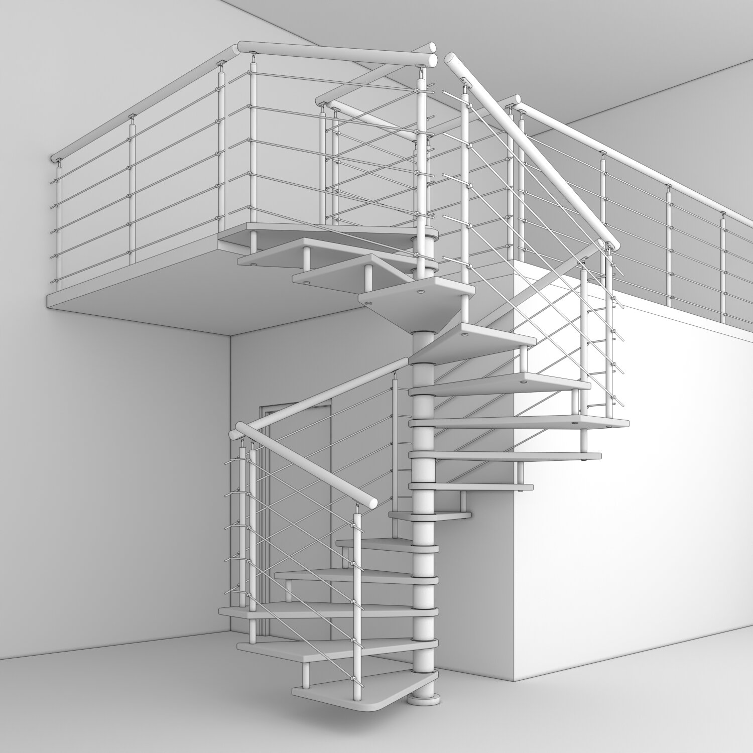 Innenraum-Wendeltreppe Edelstahl Max SQ mit quadratischem Grundriss