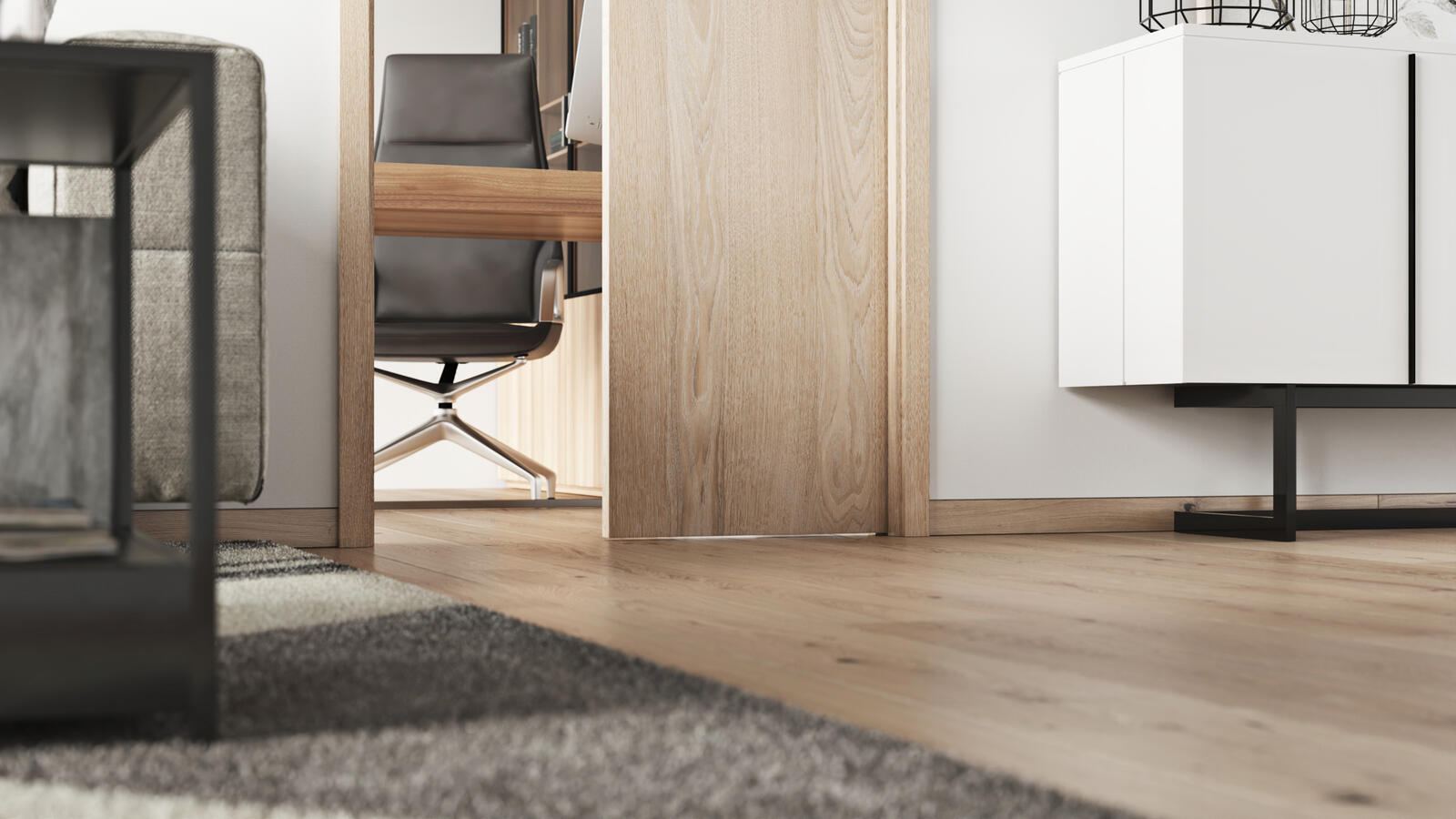 Sockelleiste, die das Verkleben von Bodenbelägen ermöglicht